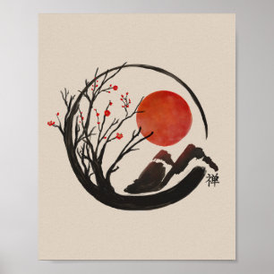 Poster Zen Enso Circle et Sakura Tree