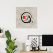 Poster Zen Enso Circle et Sakura Tree sur toile (Bureau à domicile)