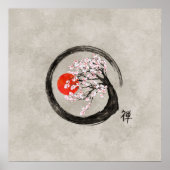 Poster Zen Enso Circle et Sakura Tree sur toile (Devant)