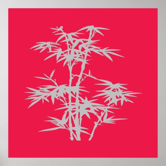 Poster Zen rose asiatique style japonais bambou (Devant)