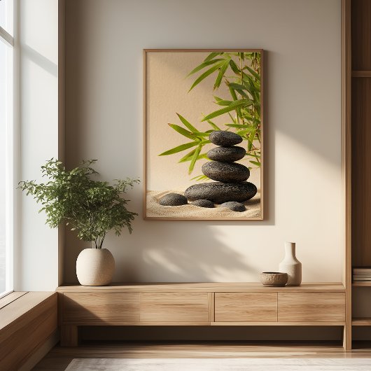 Poster Zen Stone Stack - Minimal Japandi Wall Art Print