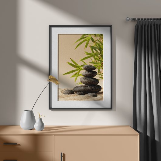 Poster Zen Stone Stack - Minimal Japandi Wall Art Print