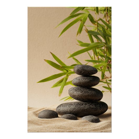 Poster Zen Stone Stack - Minimal Japandi Wall Art Print (Devant)
