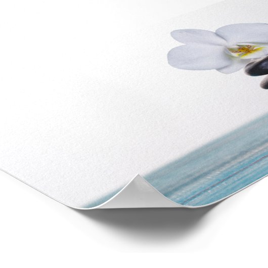 Poster Zen Stones Orchidée blanche (Coin)