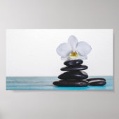 Poster Zen Stones Orchidée blanche (Devant)