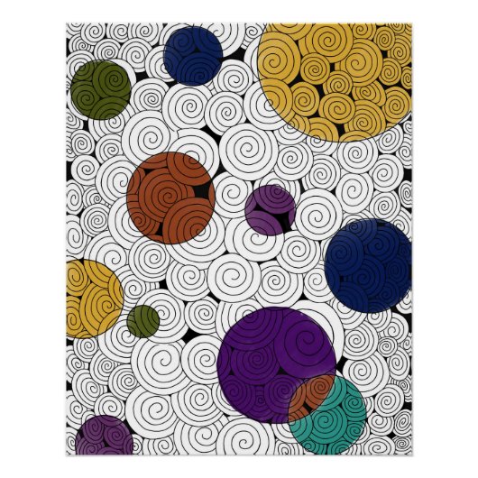 Poster Zen Swirls avec bulles de couleur (Devant)