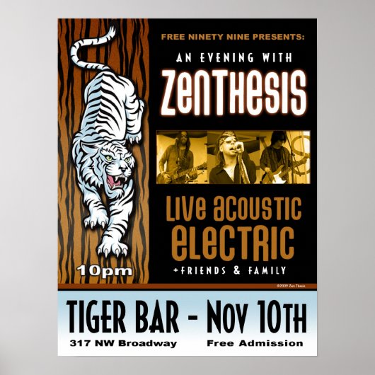 Poster ZEN THESIS LIVE @ Tiger Bar 2009 (Devant)