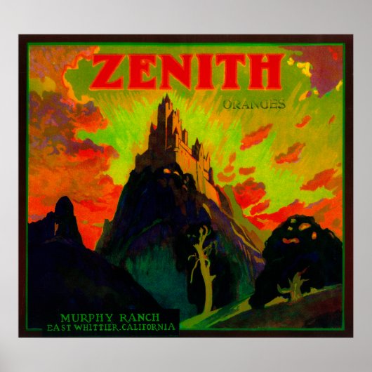 Poster Zenith Orange LabelWhittier, CA (Devant)