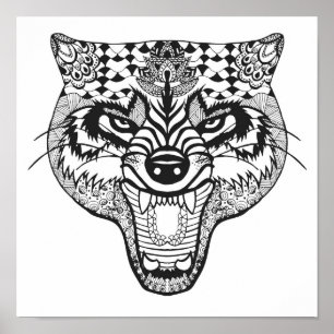 Poster Zentangle a inspiré le loup