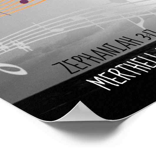 Poster Zeph 3:17 MON DIEU CHANTE SUR MOI GRIS Personnalis (Coin)