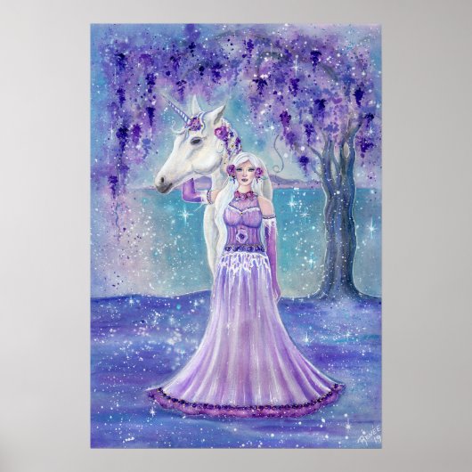 Poster Zephyr licorne et féerie Art par Renee Lavoie (Devant)