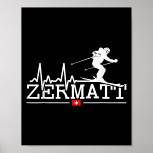 Poster Zermatt Battement de coeur Ski alpin Alpes suisses