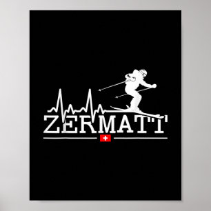 Poster Zermatt Heartbeat Alpine Skiing Suisse Alpes Commu