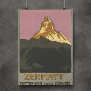 Poster Zermatt Matterhorn Suisse Vintage Ski