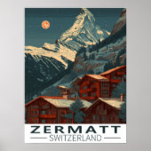 Poster Zermatt Matterhorn Vintage voyage (Devant)