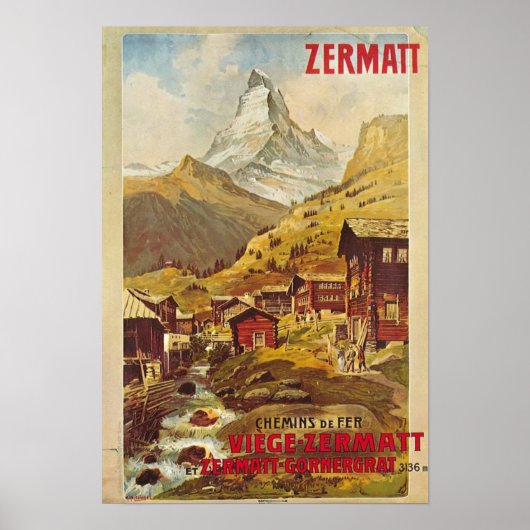 Poster Zermatt Schweiz Zwitserland (Voorkant)