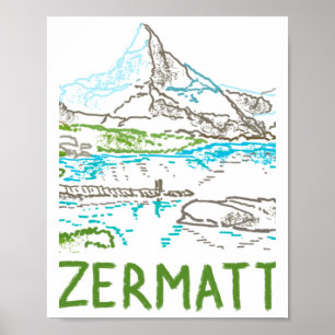 Poster Zermatt Suisse Cadeau Souvenir Pour Touristes Sti