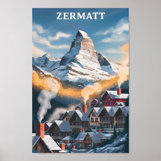 Poster Zermatt Suisse Lieu de voyage célèbre (Devant)