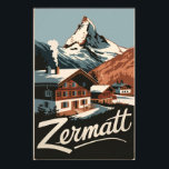 Poster Zermatt Suisse Travel Art Vintage<br><div class="desc">Design de déplacement vectoriel rétro Zermatt. Zermatt,  dans le canton du Valais,  est une station de montagne réputée pour le ski,  les escalades et le randonnée.</div>