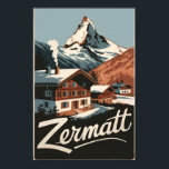 Poster Zermatt Suisse Travel Art Vintage<br><div class="desc">Design de déplacement vectoriel rétro Zermatt. Zermatt,  dans le canton du Valais,  est une station de montagne réputée pour le ski,  les escalades et le randonnée.</div>
