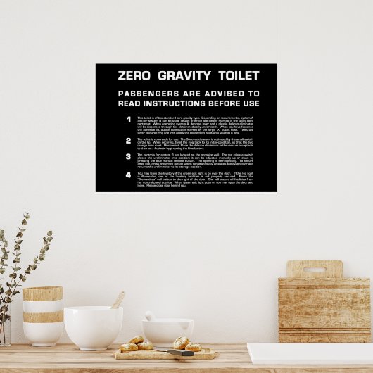 Poster Zéro Gravity Toilet texte blanc (Cuisine)