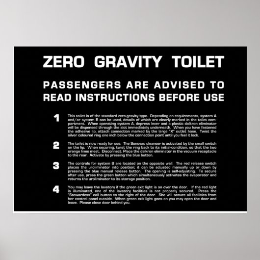 Poster Zéro Gravity Toilet texte blanc (Devant)