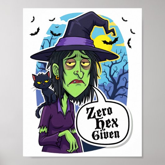 Poster Zéro Hex Donné Drôle Sorcière Halloween Costume Te (Devant)