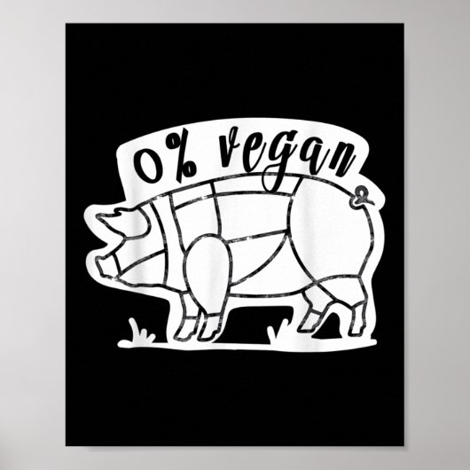 Poster Zéro Pour Cent Vegan Funky Barbecue Carnivore Mang (Devant)