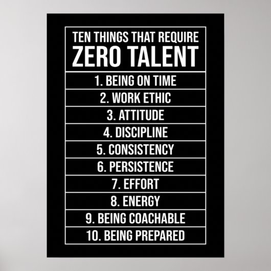 Poster Zéro Talent requis - Motivation du succès (Devant)