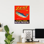 Poster Zest rose saumon des années 1930 étiquette (Bureau à domicile)
