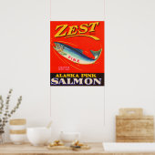 Poster Zest rose saumon des années 1930 étiquette (Cuisine)