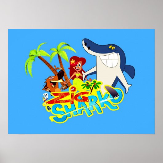 Poster Zig et sharko dessin animé exotique parti (Devant)
