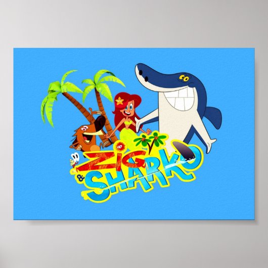 Poster Zig et sharko dessin animé exotique parti (Devant)