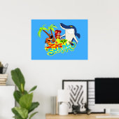 Poster Zig et sharko dessin animé fête exotique (Bureau à domicile)