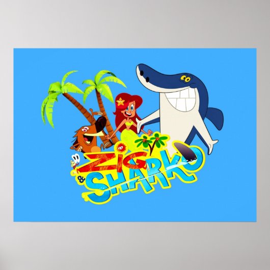 Poster Zig et sharko dessin animé fête exotique (Devant)