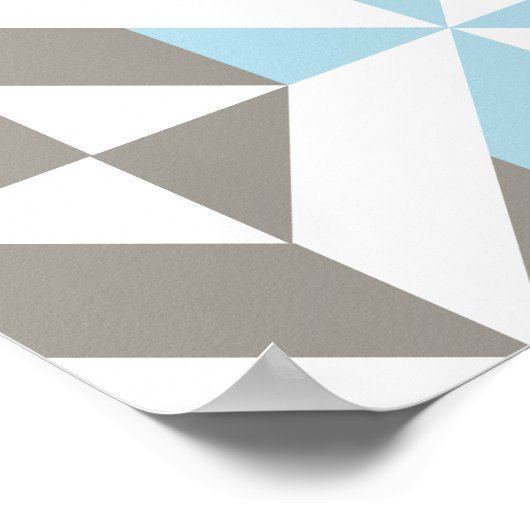 Poster ZigZag géométrique bleu et argent (Coin)