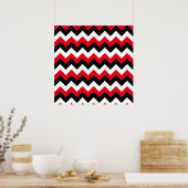 Poster Zigzag noir et blanc rouge (Cuisine)