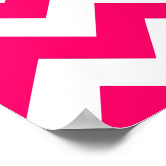 Poster Zigzag rose vif monogramme (Coin)