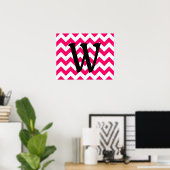 Poster Zigzag rose vif monogramme (Bureau à domicile)