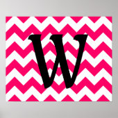 Poster Zigzag rose vif monogramme (Devant)