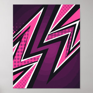 Poster Zigzag vibrant en rose et violet