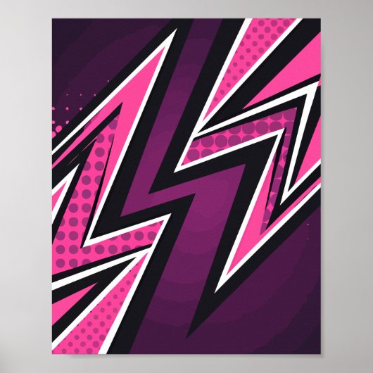Poster Zigzag vibrant en rose et violet (Devant)