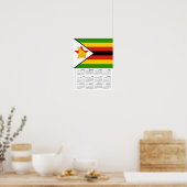Poster Zimbabwe 2026 Calendar, Large, Zimbabwe Flag (Cuisine)