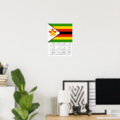 Poster Zimbabwe 2026 Calendar, Large, Zimbabwe Flag (Bureau à domicile)