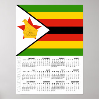 Poster Zimbabwe 2026 Calendar, Large, Zimbabwe Flag