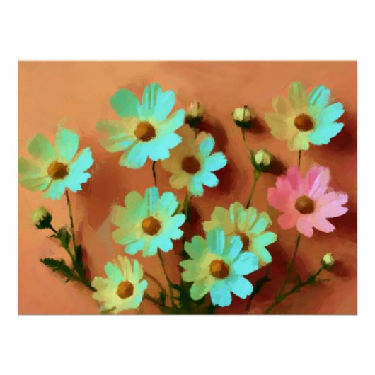 Poster Zinnia Elegans Fleurs Art (Devant)