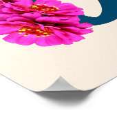 Poster Zinnia Flowers Monogramme initial D (Coin)