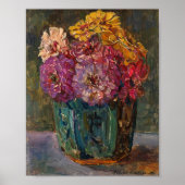Poster Zinnias dans un pot vert | Floris Verster (Devant)