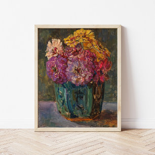 Poster Zinnias dans un pot vert   Floris Verster