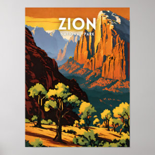 Poster Zion National Park illustration rétro Décor